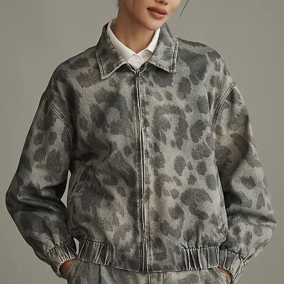 Anthropologie Jackets & Blazers - Anthropologie Pilcro Rylie Bomber Jacket Grey Leopard L